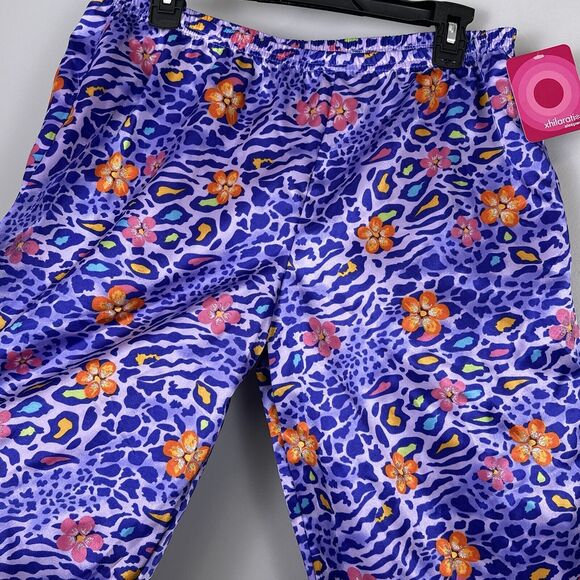 Vintage New Xhilaration 2001 Y2k Satin Pajama Pants Juniors XL Purple Animal NOS - Picture 4 of 8